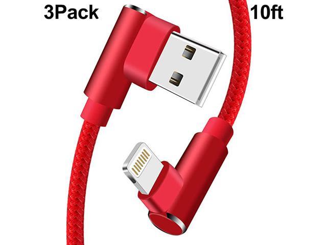 Degree iPhone Cable 10 FT 3 Pack Lightning Charger Cable Long Charging Syncing Cord Compatible with iPhone XSMaxXRX876iPodiPadRed10ft