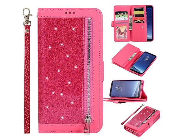 Galaxy S10 Plus Case Galaxy S10 Plus Wallet Case MultiFunction Bling 9 Credit Card Holders Flip Wallet Leather with Zipper Coins Magnetic Purse
