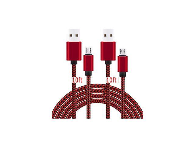 10ft Long Micro USB Android Charger Cable Fast Quick Charging for Kindle Fire HD HDX Tablets 7 8 10 Xbox One SXElite Playstation 4 Dualshock 4 PS4