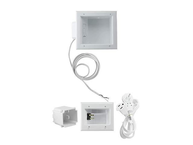 Electronics 506653WHKIT Recessed TV Cable Media Organizer Kit with Duplex Power Receptacle