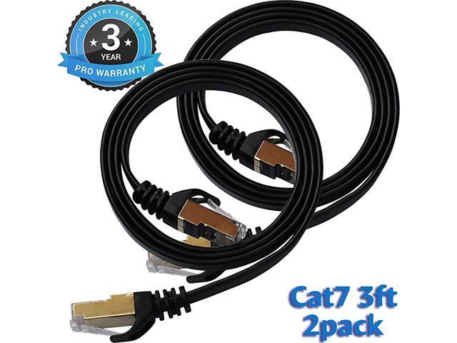 7 Ethernet Cable 15 ft LAN Cable Internet Network Cord for PS4 Xbox Router Modem Gaming Black Flat Shielded 10 Gigabit RJ45 High Speed Computer