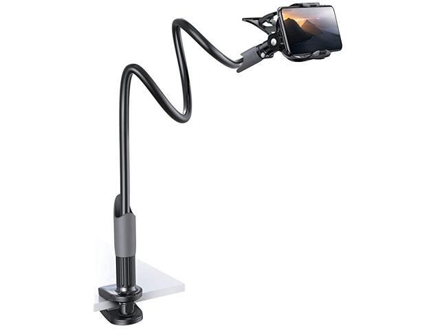 Phone Holder Bed Gooseneck Mount Cell Phone Clamp Clip for Desk Flexible Lazy Long Arm Headboard Bedside Overhead Mount Stand Compatible with