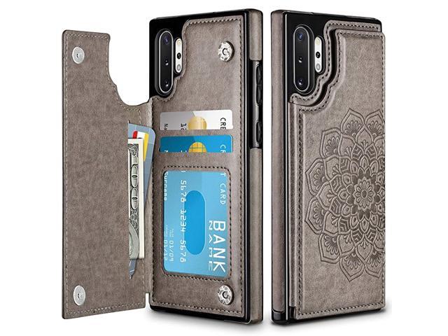 Wallet Case for Galaxy Note 10 Plus Slim Protective Case with Credit Card Slot Holder Flip Folio Soft PU Leather Magnetic Closure Cover for 2019