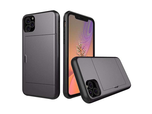 iPhone 11 Pro Max Defender Case UltraThin Shockproof Hard Back Silicone Dual Layer Protective Credit Card Holder ID Cards Slot Scratchproof Cover
