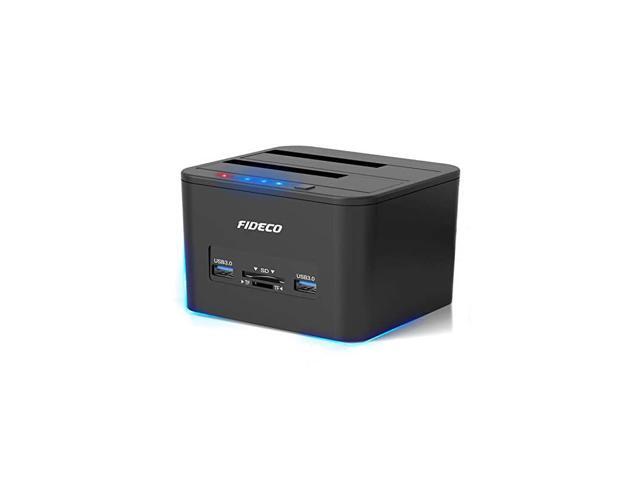 USB 30 to SATA Hard Drive Docking Station DualBay External HDD Dock with Offline CloneDuplicator Function and TF SD Card Slots for 2535 Inch SATA