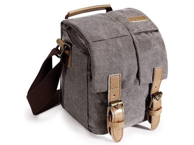 Water Resistant Camera Bag Canvas Leather Trim Camera Messenger Bag