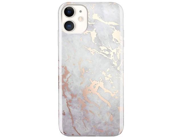 Compatible with iPhone 11 Case Shiny Rose Gold Marble Slim Shockproof Flexible Bumper TPU Soft Case Rubber Silicone Cover Phone Case for iPhone 11