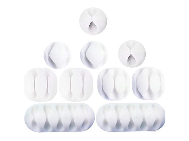 Cable Clips SelfAdhesive Desk Cable Organizer Durable Cord Management Wire Holder Wire Management System Pack of 10 White