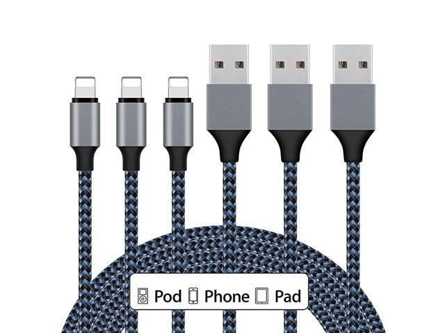 iPhone Charger 3Pack 10ft Lightning Cable iPhone Charger Cable Nylon Braided Charging Cord Compatible iPhone XR XS XSMax X 8 8 Plus 7 7 Plus 6 6s