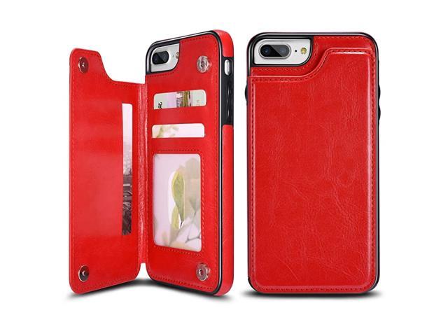 Case for iPhone 7 Plus iPhone 8 Plus Luxury PU Leather Case with Two Magnetic Clasp Card Slots Stand Function Practical Soft TPU Case Back Wallet