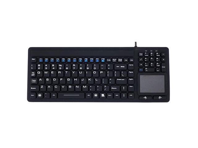 Waterproof Keyboard with Builtin Touchpad Sealed IP68 Water Resistant Silicone Rugged Industrial Washable Dust Proof Crumb Proof Medical Easy To