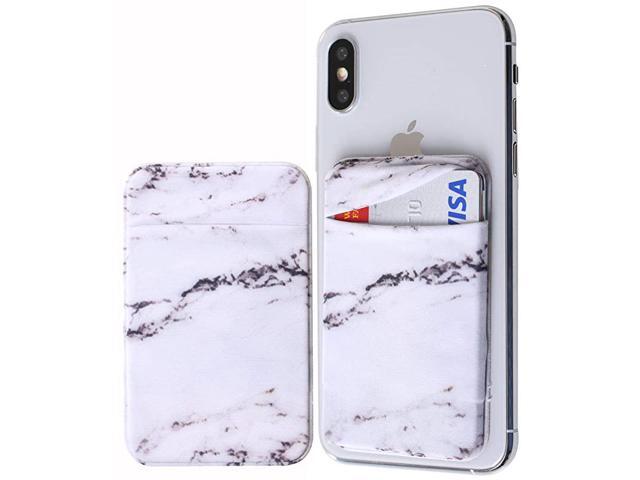 Secure Lid Credit Card Holder Stick on Wallet Discreet ID Holder Lycra Spandex Card Sleeves for Smartphones iPhone Galaxy Cell Phone Wallet Case 3M