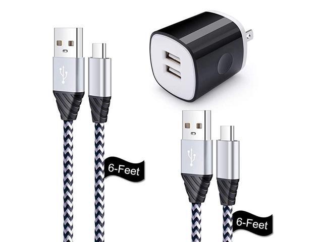 USB Wall Charger with USB C Cable Type C Charger Cord 2 Pack Fast Charging Compatible for Compatible for LG G7 G8 G8X G8s ThinQ Stylo 5 4 Samsung