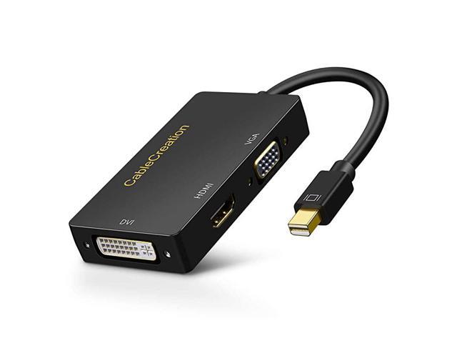 Mini DisplayPort to HDMI VGA DVI 3 in 1 Gold Plated Mini DP Thunderbolt Adapter Compatible with MacBook iMac Mac Book Air DP 12 Version 4Kx2K Black