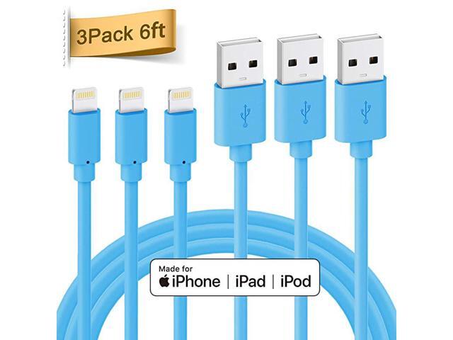 Lightning Cable Certificated 3 Pack 6ft iPhone Cord for iPhone X 8 8 Plus 7 7 Plus 6s 6s Plus 6 6 Plus SE 5s 5c 5 iPad Mini iPad Air iPad Pro iPod