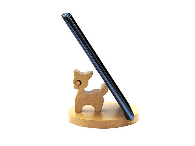Cute Deer Cell Phone Holder Stand Wooden Smartphone Desk Holder for iPhone XsMaxXRX87 PlusGoogle PixelSamsung Galaxy Note