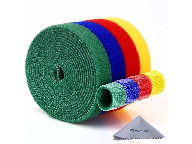 4 Roll Hook and Loop Reusable Fastening Nylon Cable Tie Wire Cord Straps Organizer by Each 06 Inches Width 66 Ft Long and 264 ft long totally Blue