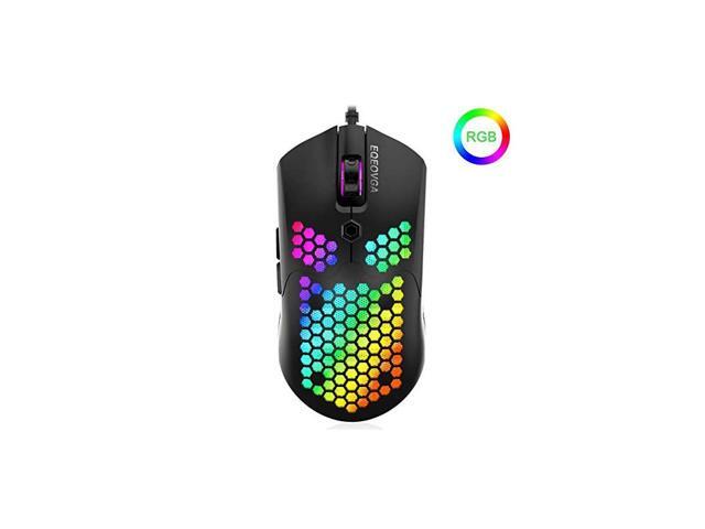 D10 RGB Lightweight Gaming Mouse PMW3325 12000DPI Optical Sensor with Lightweight Honeycomb Shell Ultralight Ultraweave Cable 65GBlack