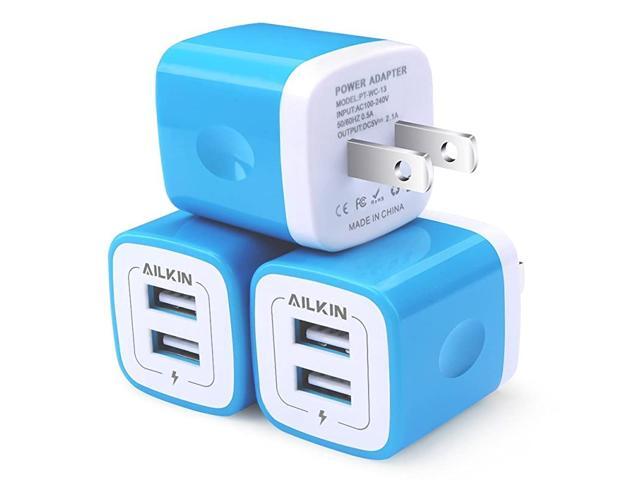 USB Wall Charger 3Pack 21A Dual Port USB Plug Power Adapter Charging Cube Replacement for iPhone X 876 Plus SE5S4SiPad iPod Samsung Android Phone