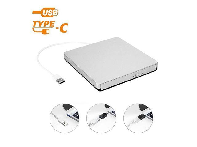 CD DVD Drive USB Type C Dual Port CD Drive DVD +RW CD +RW Writer Burner Player with Classic Silver for MacBook Air MacBook Pro Mac OS PC Laptop