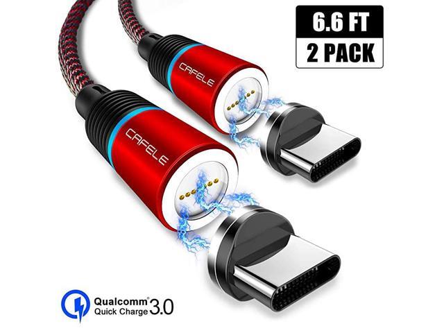 Magnetic Type c Cable 2 Pack 66ft Magnetic USB C Cable with Led Light Support QC 30 Fast Charging Data Transfer Nylon Braided Magnet Phone Charger