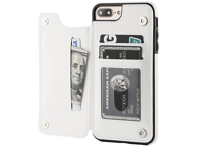 iPhone 7 Plus iPhone 8 Plus Wallet Case with Card Holder Premium PU Leather Kickstand Card Slots CaseDouble Magnetic Clasp and Durable Shockproof