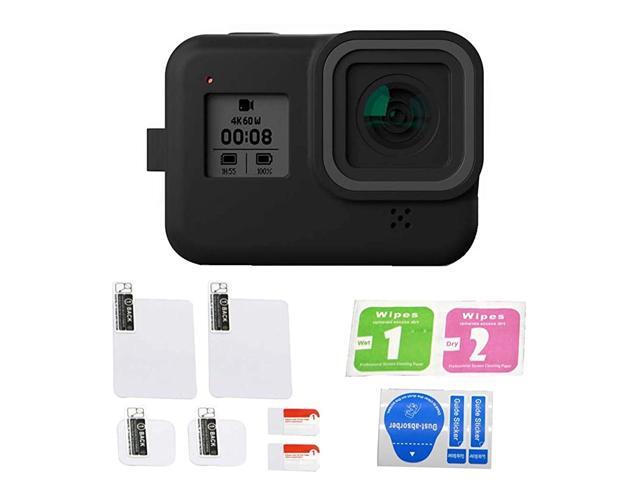 Camera Silicone Housing Case with Screen Protector Compatible for GoPro Hero 8 Black Tempered Glass Screen Protector + Lens Protector + PET Film