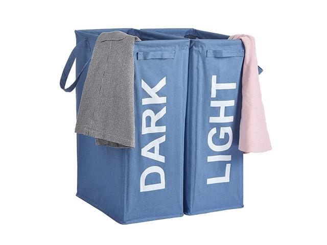 26 Tall Slim Laundry Hamper with Handles 2PcsSet Large Thin Foldable Waterproof Double Laundry Basket Bag for Dirty Clothes Storage