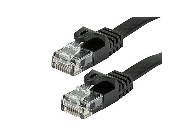 Cat5e Ethernet Patch Cable Network Internet Cord RJ45 FlatStranded 350Mhz UTP Pure Bare Copper Wire 30AWG 50ft Black