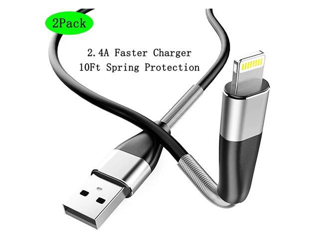 Lightning Cable 10ft2pack iPhone Charger Cable 10 Foot 10 Feet iPhone USB Charging Cord with Spring Protection for iPhone 12 1111Pro11MaxXXSXRXS