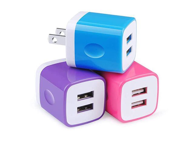 Wall ChargerCharging Block 3Pack 21A Dual Port Wall Charging Plug Head Travel Charger Cube Compatible for iPhone 11XsXRXs MaxX8 7 6 PlusSamsung