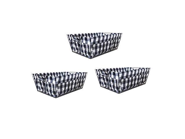 Set of 3 Farmhouse Wire Basket Liner Set Home and Kitchen Storage Black White Check