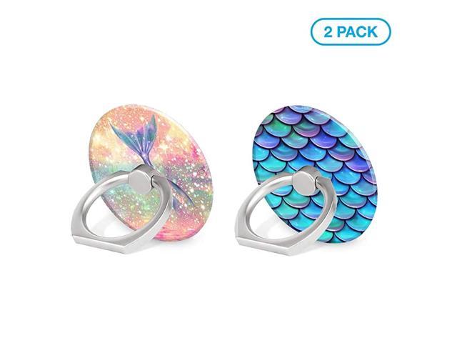 Phone Ring Holder 2PCS Metal 360° Rotation Phone Grip Kickstand Universal Finger Ring Stand Compatible with All Smartphone Tablet Mermaid Scale