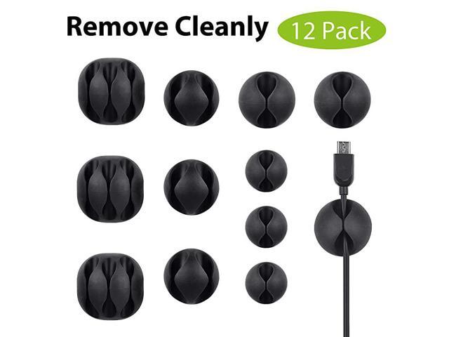 12 Pack Long Lasting Cable Clips Desktop Cord Holder Hider Charging Cable Drop Organizer Management System for TV PC Laptop Home Office