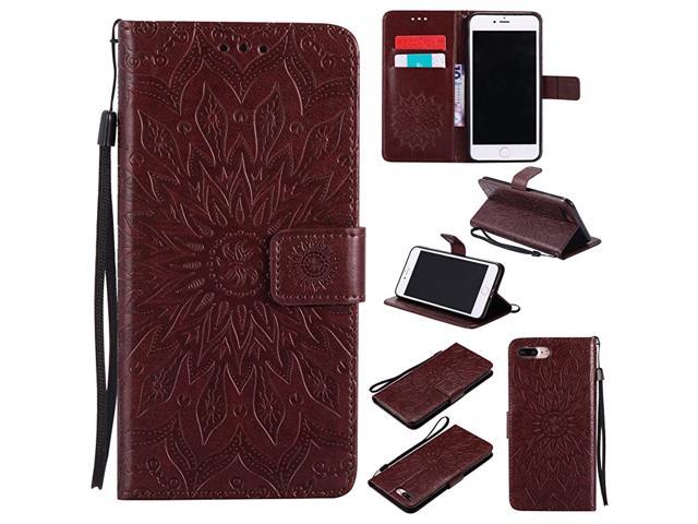 8 Case7 Wallet CaseSE 2020 CaseSun Pattern Embossed PU Leather Magnetic Flip Cover Card Holders Hand Strap Wallet Purse Case for 7 8 SE 2020 47
