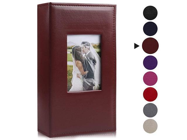 4x6 Photo Album Holds 300 Pockets Photos Premium Leather Cover Black Pages 3 Pockets Small Photo Albums Memo Slot Wedding Anniversary Family Photo