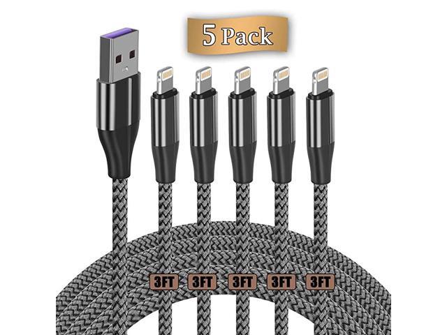 Cable 3 ft3 Pack iPhone Charger Cable Data Sync Fast 3 Foot Nylon Braided Cord Compatible with iPhone Xs maxxrx88 Plus77plus66s Plus5s5iPadSilver
