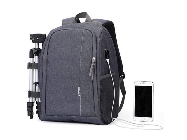 Camera Backpack PhotoCamera Bag Waterproof with Laptop CompartmentTripod Holder for DSLR SLR Cameras Grey