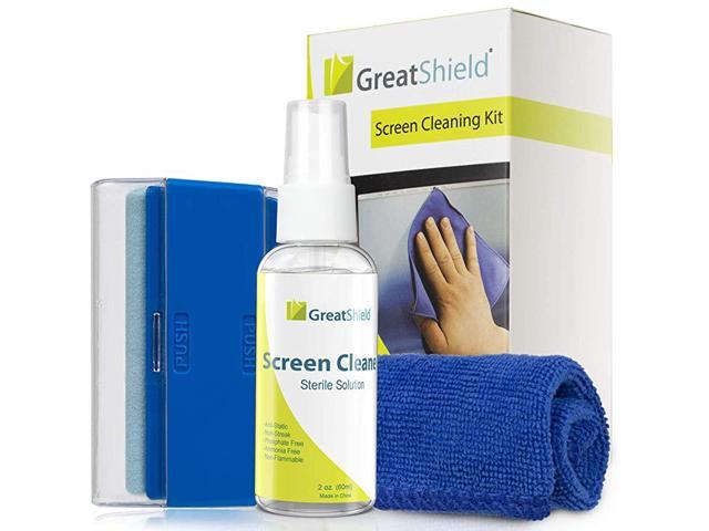 Universal Screen Cleaning Kit Microfiber Cloth + 2 Sided Brush + NonStreak Solution Spray for TV Laptops PC Monitors Smartphones Tablets Camera