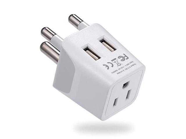 South Africa Botswana Travel Adapter Plug by With Dual USB + USA Input Type M Ultra Compact Safe Grounded Perfect for Cell Phones Laptops Camera