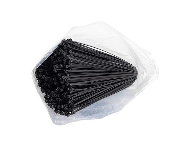 1000 Pc Bag Black Nylon 11 Cable Zip Ties Self Locking Head UV Heat Resistant Outdoor Indoor for Bundling Tag Hold Wires Cords Crafts