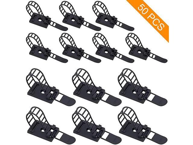 50Pcs 2 Sizes Adjustable SelfAdhesive Nylon Cable Straps Cable Ties Cord Clamp for Wire Management Large and Small