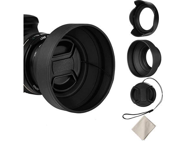 49mm Lens Hood Set Compatible with Canon EF 50mm f18 STM Collapsible Rubber Lens Hood with Filter Thread + Reversible Tulip Flower Lens Hood +