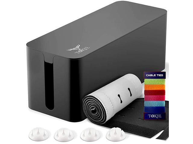 Cable Management Box Cord Organizer and Cover with Cable kit Desk Wall Mounted TV Video Game and Computer Wire Holder Hider Protector with Cable