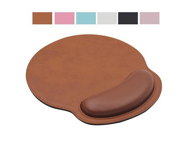 Mouse Pad with Wrist SupportPU Leather Mousepad for Laptop ComputersNon Slip Rubber Base Memory Foam Wrist Rest Mouse Pads for Home Work Office