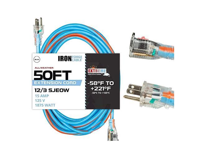 Ft All Weather Extension Cord Stays Flexible in Extreme Cold Hot Temperatures from 58°F to +221°F 123 SJEOW Heavy Duty Lighted Outdoor Extension Cable