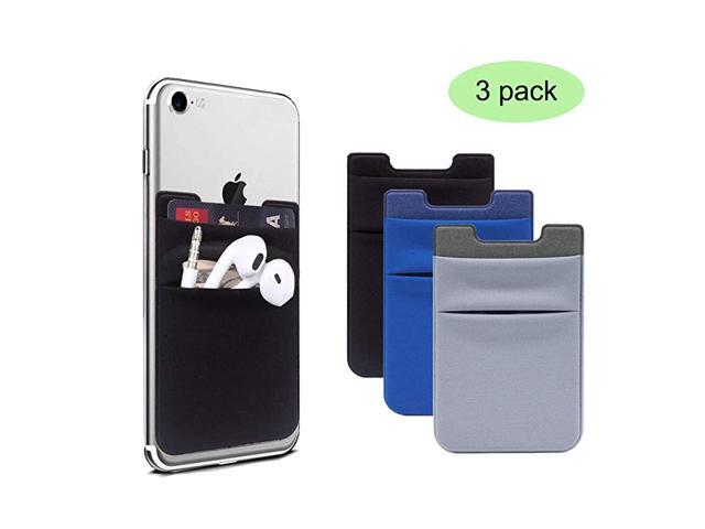 Card Holder for Back of Phone Phone Wallet Stick On Stretchy Lycra Wallet Pocket for Credit Cards and Money 3M Adhesive Sticker Sleeve for iPhone