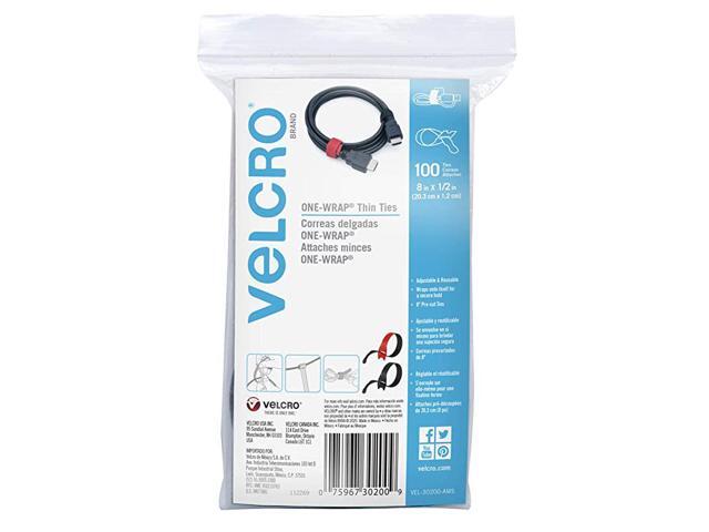 Cable Ties 100Pk 8 x 12 Red and Black Reusable Alternative to Zip Ties ONEWRAP Thin PreCut Cord Organization Straps Wire Management for Office or