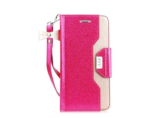 Leather Case with Mirror for iPhone 8 PlusiPhone 7 Plus Leather Wallet Flip Folio Case with Mirror and Wrist Strap for iPhone 8 PlusiPhone 7 Plus