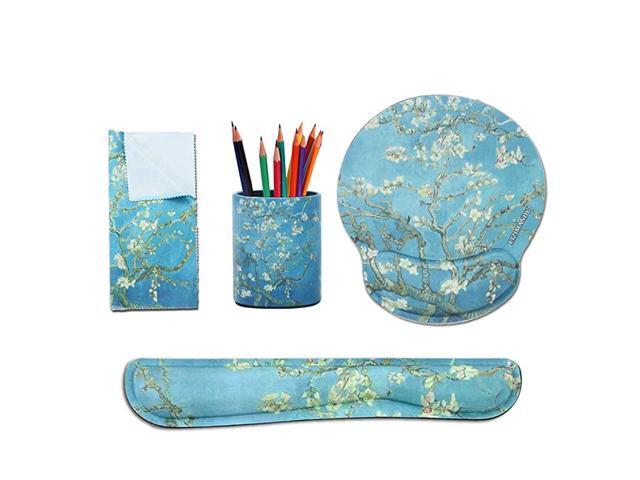 4Piece Office Accessories Desk Organizer Set Includes Keyboard Wrist Rest PadMouse Wrist Rest Support Mouse PadPencil Holders Cleaning ClothPeach